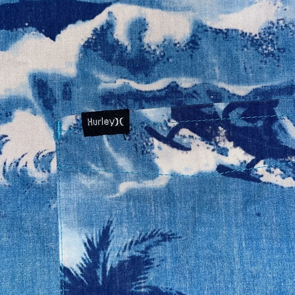 Hurley Hawaiian shirt- blue surf palm trees-Rare - Picture 5 of 8